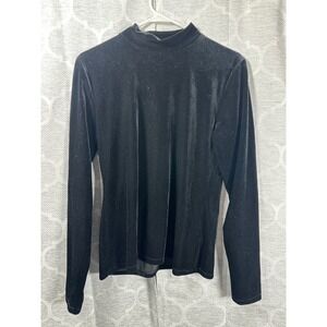 Abercrombie Fitch Black Velvet Mock Neck Long Sleeve Top Women's Medium